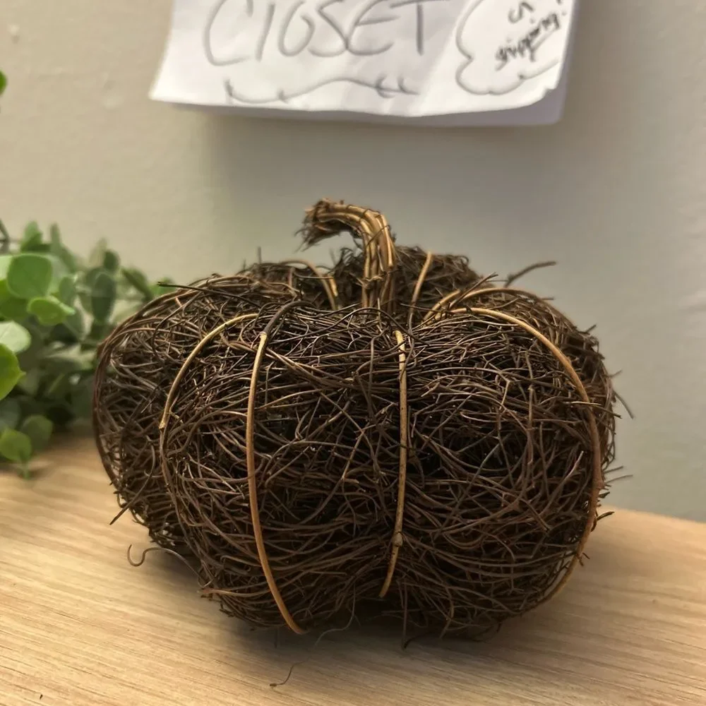 Rustic Natural Wicker Pumpkin Accent